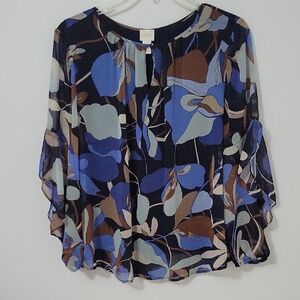 Chico's Abstract Floral Blouse, Size 3